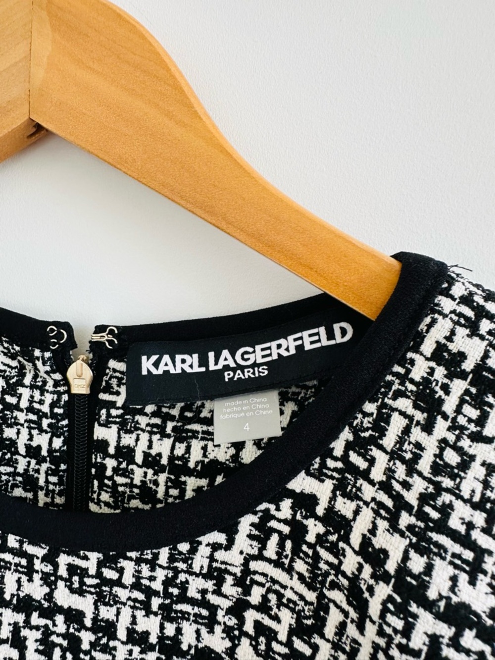 Karl Lagerfeld Black & White Tweed Mini Dress - Picture 8 of 9